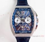 Swiss Clone Franck Muller Vanguard Yachting Blue Dial diamond Watch 7750 Movement